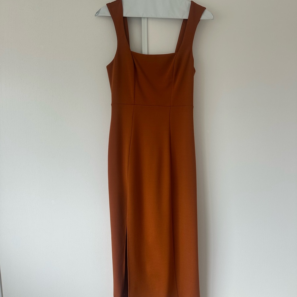 Show Me Your MuMu Rust Square-Neck Midi Dress